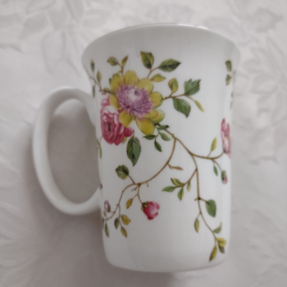Floral garden butterfly pattern tall coffee tea mug Gracie Bone